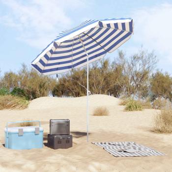 Garten-Sonnenschirm 240 cm 170T Polyester Blau und Weiß