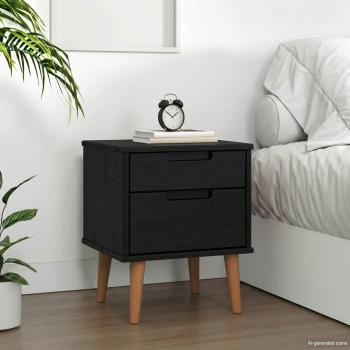ARDEBO.de - Nachttisch MOLDE Schwarz 40 x 35 x 48 cm Massives Kiefernholz