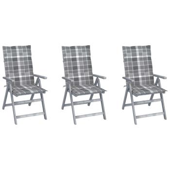 ARDEBO.de - Verstellbare Gartenstühle 3 Stk. mit Auflagen Massivholz Akazie
