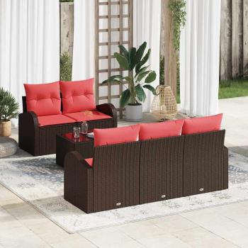 ARDEBO.de - Sofa Set mit Kissen 6 pcs Braun Polyester