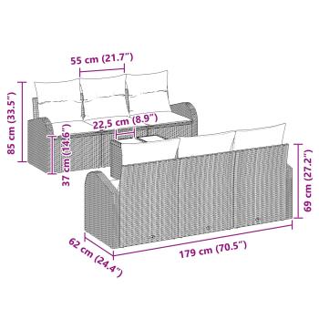 Gartensofa-set Braun 55 x 55 x 37 cm Poly-Rattan