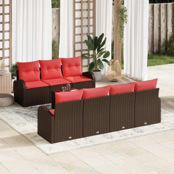 ARDEBO.de - Sofa Set 8 pcs Braun und Rot Polyester