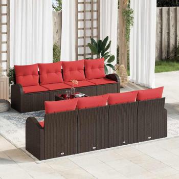 ARDEBO.de - Sofa Set 9 pcs Braun und Rot Polyester