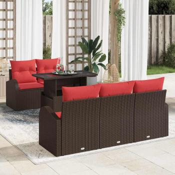 ARDEBO.de - Gartensofa-set mit Kissen 6 pcs Braun Poly Rattan