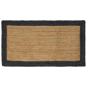 ARDEBO.de - Bereichsteppich Dunkelgrau und Natur 80 x 150 cm Jute