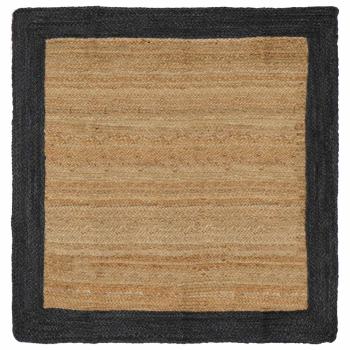 ARDEBO.de - Bereichsteppich Dunkelgrau und Natur 160 x 160 cm Jute