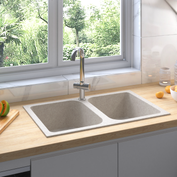 ARDEBO.de - Küchen-Spüle Beige 76 x 48 x 30 cm Quarz und Harz