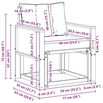 Outdoor Mittelsofa Massivholz Akazie Natur