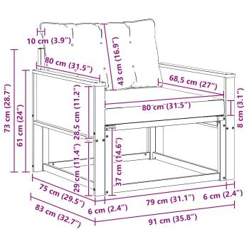 Outdoor-Sofagarnitur Massives Akazienholz und Textilene Natur