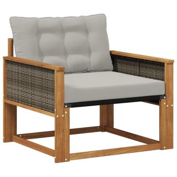 Outdoor Mittelsofa Massives Akazienholz und Textilene Natur