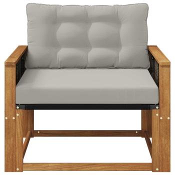 Outdoor Mittelsofa Massives Akazienholz und Textilene Natur