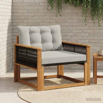 ARDEBO.de - Outdoor Mittelsofa Massives Akazienholz und Textilene Natur