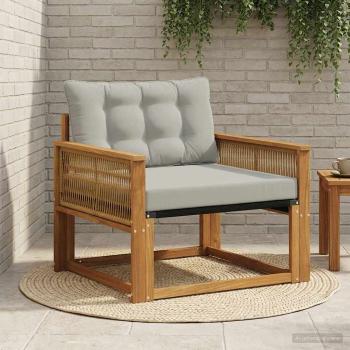 ARDEBO.de - Outdoor Mittelsofa Massives Akazienholz und Textilene Natur