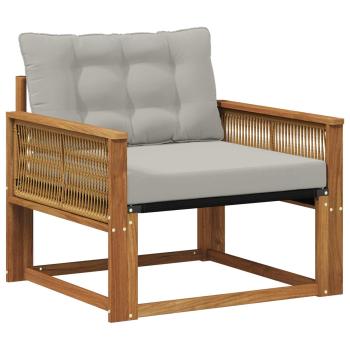 Outdoor Mittelsofa Massives Akazienholz und Textilene Natur
