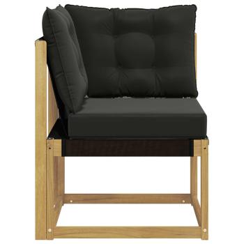 Outdoor Ecksofa Massivholz Akazie und Textilene Stoff Weiß