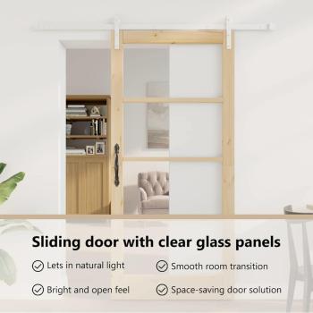 Schiebetür ORKDAL Natur 93 x 202 cm Massivholz Kiefer und Glas