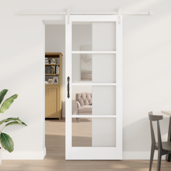 Schiebetür ORKDAL Weiß 83 x 211 cm Massivholz Kiefer und Glas
