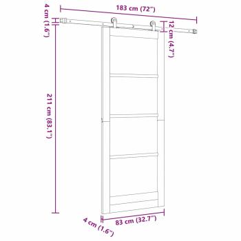 Schiebetür ORKDAL Weiß 83 x 211 cm Massivholz Kiefer und Glas