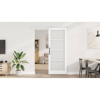 Schiebetür ORKDAL Weiß 83 x 211 cm Massivholz Kiefer und Glas