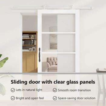 Schiebetür ORKDAL Weiß 93 x 202 cm Massivholz Kiefer und Glas