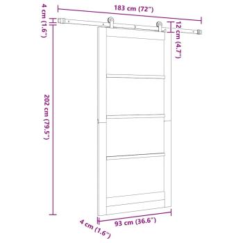 Schiebetür ORKDAL Weiß 93 x 202 cm Massivholz Kiefer und Glas