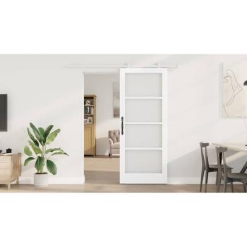 Schiebetür ORKDAL Weiß 83 x 202 cm Massivholz Kiefer und Glas