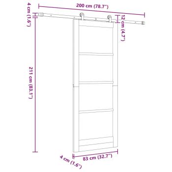 Schiebetür ORKDAL Weiß 83 x 211 cm Massivholz Kiefer und Glas