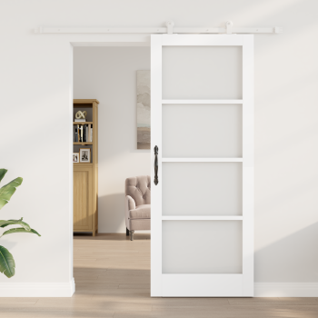 Schiebetür ORKDAL Weiß 83 x 211 cm Massivholz Kiefer und Glas