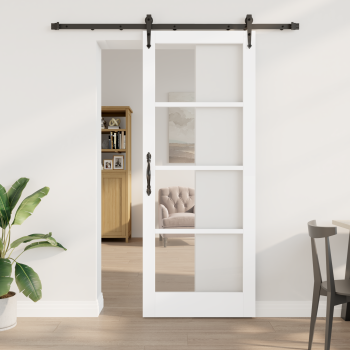 Schiebetür Weiß 83 x 211 cm Massivholz Kiefer und Glas