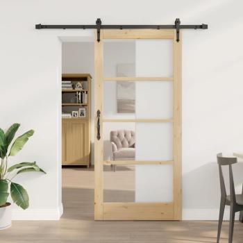 ARDEBO.de - Schiebetür Natur 93 x 202 cm Massivholz Kiefer und Glas