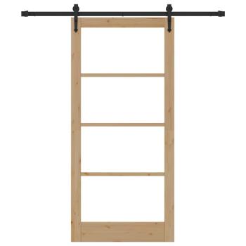 Schiebetür Natur 93 x 202 cm Massivholz Kiefer und Glas