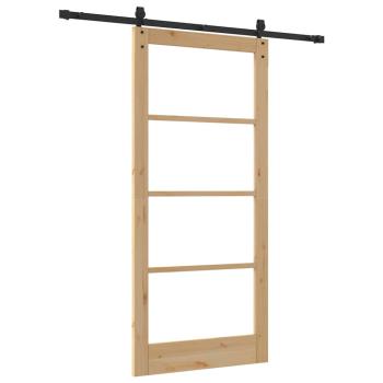 Schiebetür Natur 93 x 202 cm Massivholz Kiefer und Glas
