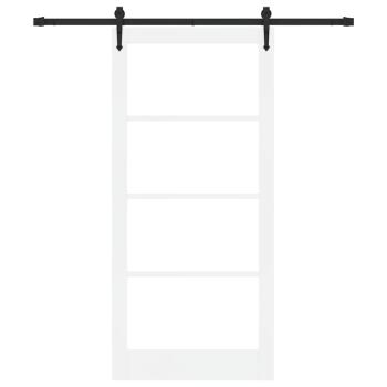 Schiebetür Weiß 93 x 202 cm Massivholz Kiefer und Glas