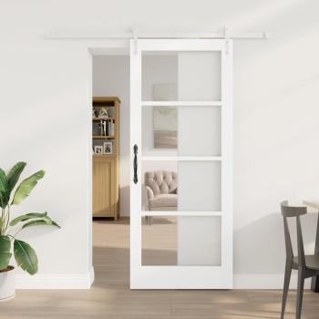 Schiebetür Weiß 83 x 202 cm Massivholz Kiefer und Glas