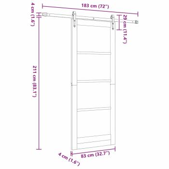 Schiebetür Weiß 83 x 211 cm Massivholz Kiefer und Glas