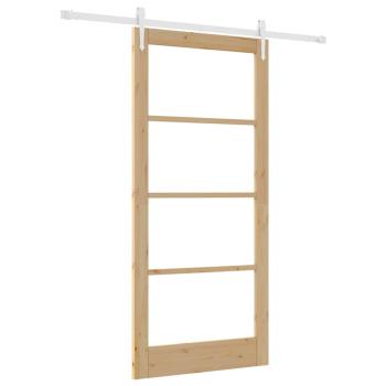 Schiebetür 93 x 202 cm Massivholz Kiefer und Glas Natur