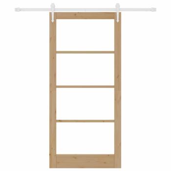 Schiebetür 93 x 202 cm Massivholz Kiefer und Glas Natur