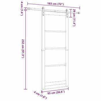 Schiebetür ORKDAL Weiß 93 x 232 cm Massivholz Kiefer und Glas