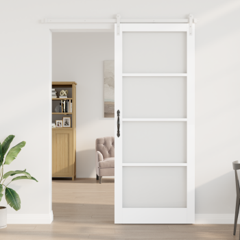 Schiebetür ORKDAL Weiß 93 x 232 cm Massivholz Kiefer und Glas