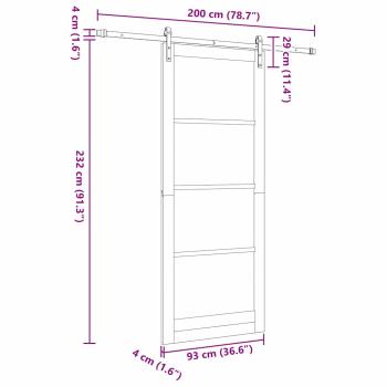 Schiebetür ORKDAL Weiß 93 x 232 cm Massivholz Kiefer und Glas