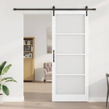 Schiebetür ORKDAL Weiß 93 x 232 cm Massivholz Kiefer und Glas