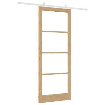 Schiebetür ORKDAL 93 x 232 cm Massivholz Kiefer und Glas Natur