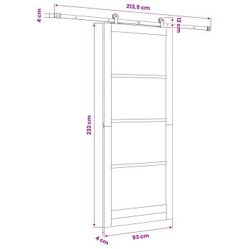 Schiebetür ORKDAL Weiß 93 x 232 cm Massivholz Kiefer und Glas