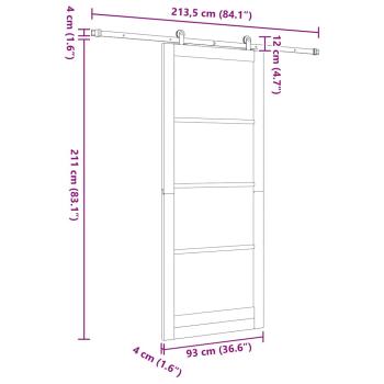 Schiebetür ORKDAL Weiß 93 x 232 cm Massivholz Kiefer und Glas