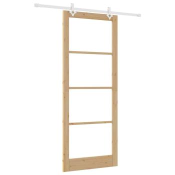 Schiebetür 93 x 232 cm Massivholz Kiefer und Glas Natur