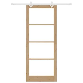 Schiebetür 93 x 232 cm Massivholz Kiefer und Glas Natur