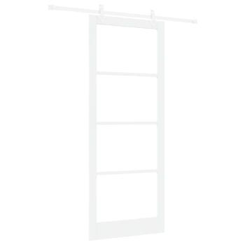 Schiebetür 93 x 232 cm Massivholz Kiefer und Glas Weiß