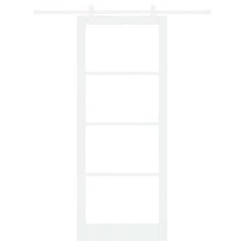 Schiebetür 93 x 232 cm Massivholz Kiefer und Glas Weiß