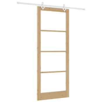 Schiebetür 93 x 232 cm Massivholz Kiefer und Glas Natur