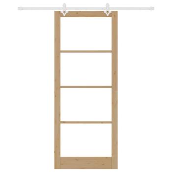 Schiebetür 93 x 232 cm Massivholz Kiefer und Glas Natur